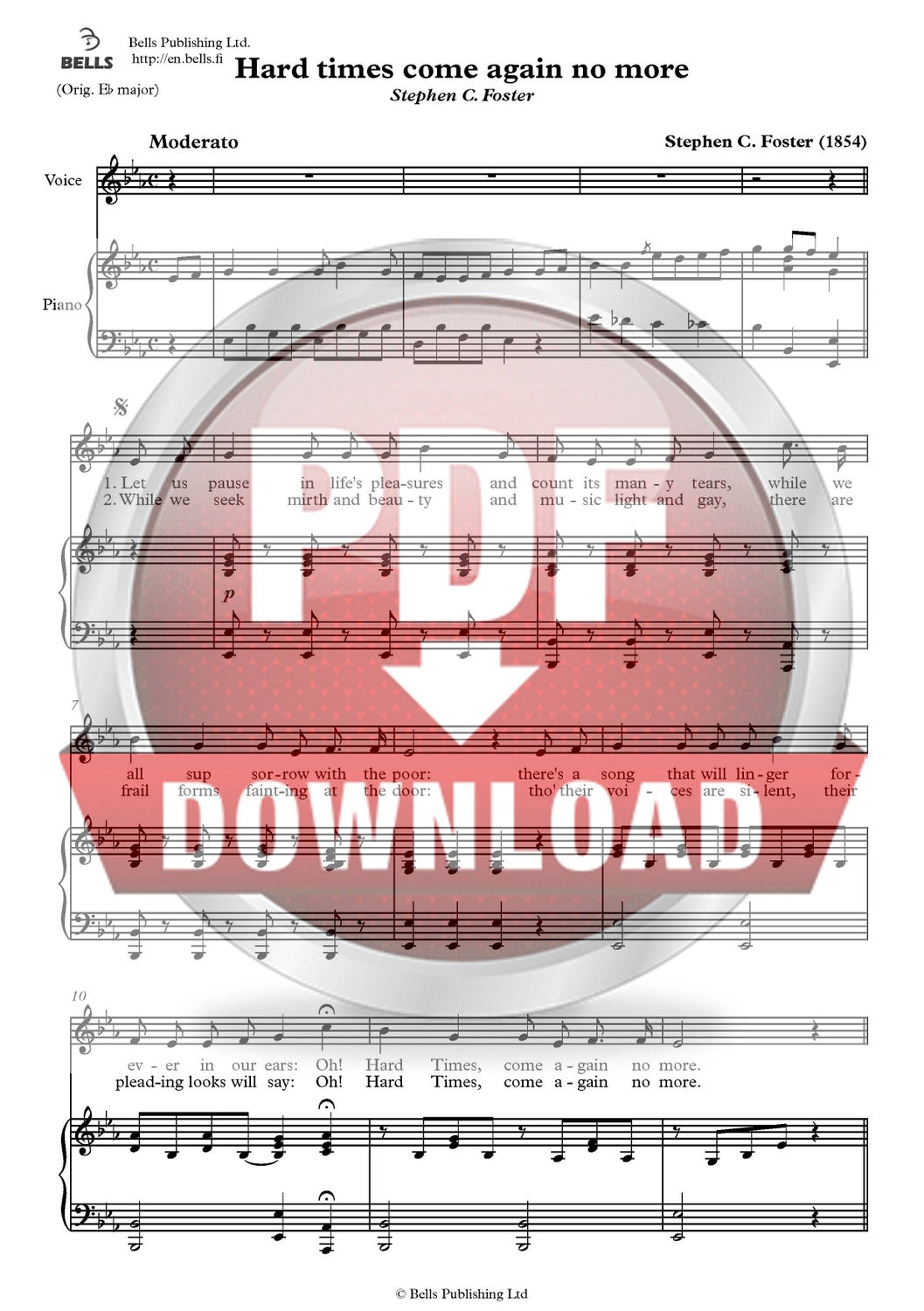 Stephen C. Foster: Hard times come again no more (pdf) (Solo, chorus