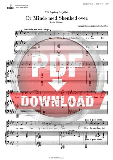 Hannikainen, Ilmari: Et Minde med Sk&oslash;nhed over, Op. 8 No. 6