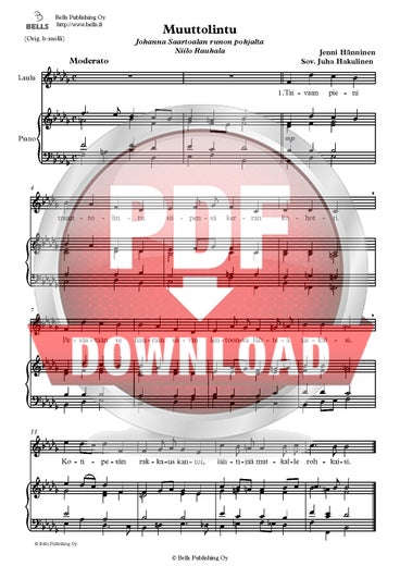 H&auml;nninen, Jenni (arr. Juha Hakulinen): Muuttolintu (Solo song)