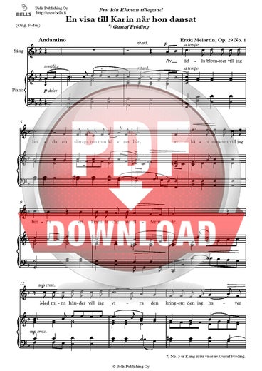 Melartin, Erkki: En visa till Karin n&auml;r hon dansat, Op. 29 No. 1