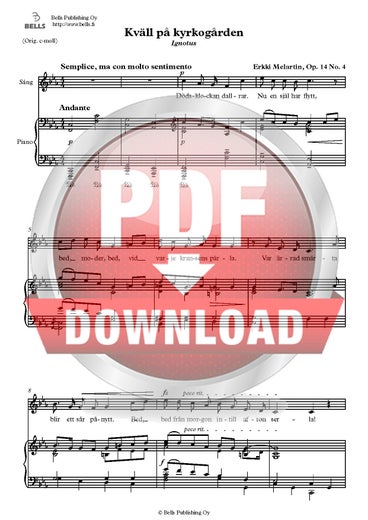 Melartin, Erkki: Kv&auml;ll p&aring; kyrkog&aring;rden, Op. 14 No. 4