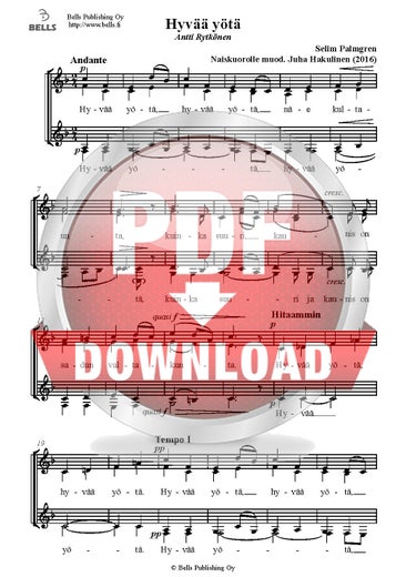 Palmgren, Selim: Hyv&auml;&auml; y&ouml;t&auml; (women's choir)