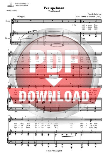 Melartin, Erkki (arr.): Per spelman, EM183